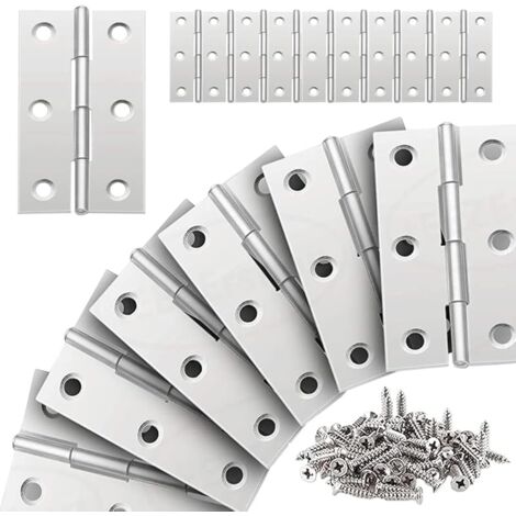 20 Stück Edelstahlscharnier, Schranktürscharnier, klappbares Flachscharnier, 66 x 38 mm, für Wohnmöbel, Hardware, Schrankschutz, Tür, Schublade, mit Schrauben