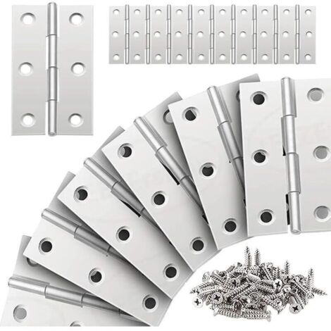 20 Stück Edelstahlscharniere, klappbare Flachscharniere für Schranktüren, 66-38 mm, für Wohnmöbelbeschläge, Kleiderschrank, Schubladentüren, mit Schrauben