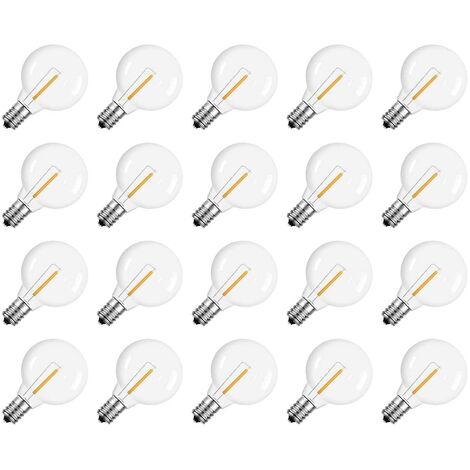 20 Stück G40-LED-Ersatzleuchte mit E12-Schraubsockel, bruchsicherer LED-Globus für Solar-Warmwasserbereitung