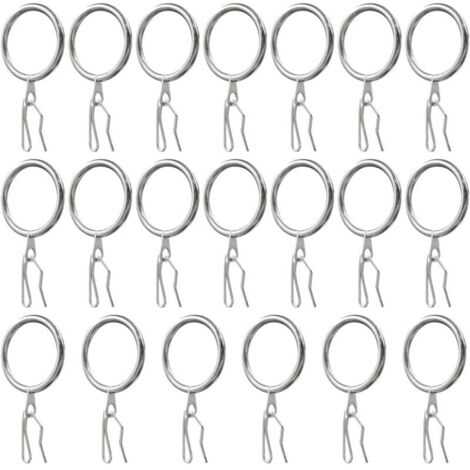 20 Stück Gardinenringe, Metallgardinenringe und Metallgardinenhaken für Gardinen, Türgardinen, Duschgardinen, Nickel B