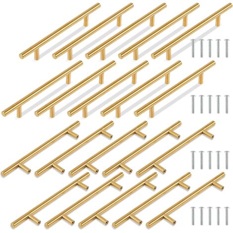 20 Stück goldene T-Griffe für Möbel  200 mm Breite  Modernes Design für Schranktüren und Schubladen  Einfache Montage und komfortables Greifen