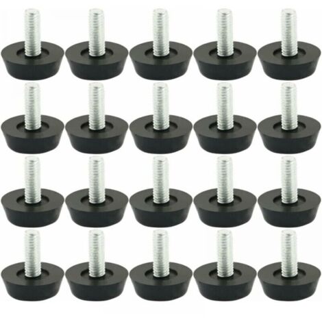 20 Stück M6 x 20 mm verstellbare Möbel-Nivellierfüße, verstellbare Möbelbeinfüße, Tischstuhlbasis, Bodenschutz, Gleitschraube FLITI