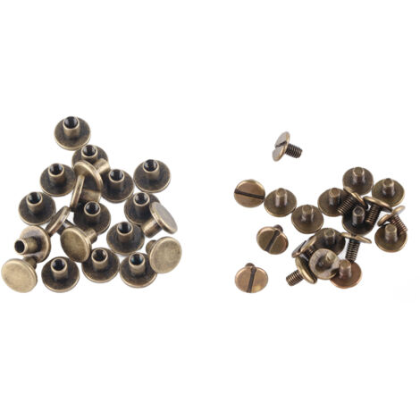 20 Stück Messing-Flachkopfschrauben, Muttern, Nägel und Nieten für Lederhutaccessoires (6,5 mm)