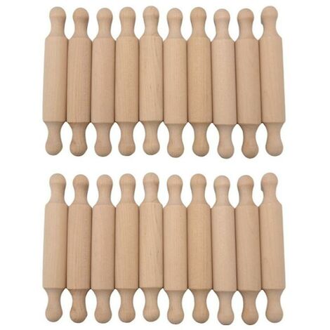 20 Stück Mini-Nudelhölzer zum Basteln, kleine Teigroller aus Holz für Kinder in der Küche beim Backen