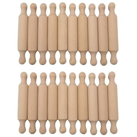 20 Stück Mini-Nudelhölzer zum Basteln, kleine Teigroller aus Holz für Kinder in der Küche beim Backen