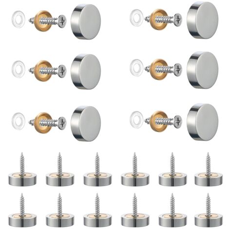 20 Stück Schrauben aus gebürstetem Edelstahl mit dekorativen Kappen für Spiegel, Tische, Teller, Schränke, Glasscheiben, silberfarben, 14 mm