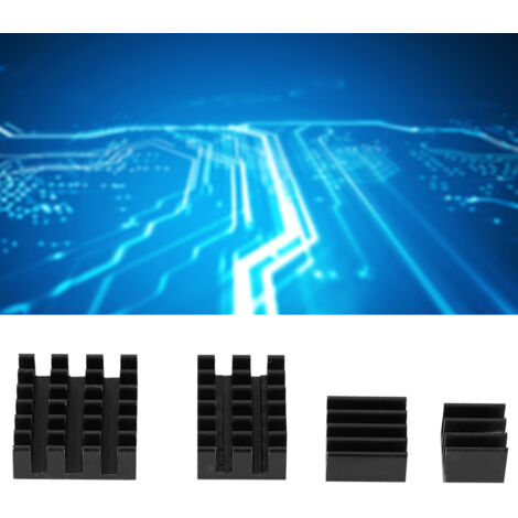 20 Stück schwarze Aluminium-Kühlkörper mit Klebefläche für Raspberry Pi 2/3/4 3B 4B