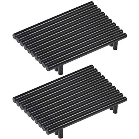 20 Stück schwarze Küchenschrankgriffe, Edelstahl, schwarzer Möbelgriff, T-Bar, Küchenstab, Ø 12 mm (Lochmitten: 160 mm)