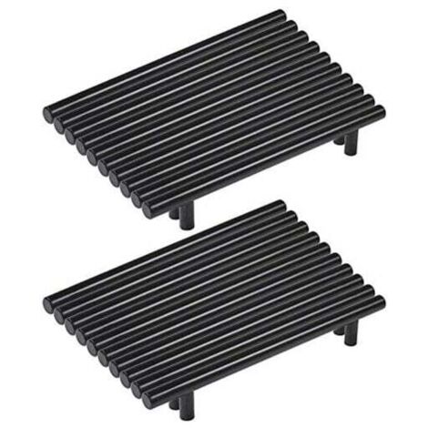 20 Stück Schwarze Küchenschrankgriffe Edelstahl Schwarzer Möbelgriff T-Stange Küchenstange Ø 12 mm (Lochmitten: 160 mm)