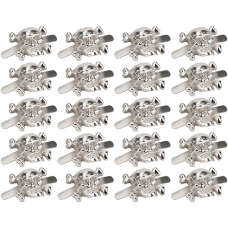 20 Stück totenkopfförmige Punk-Nieten für Armbänder, Taschen, Kleidung und Lederarbeiten – Silber 13 x 18 mm