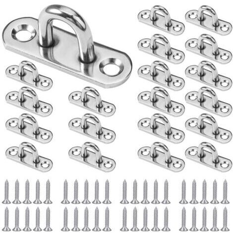 20 Stück U-förmige Deckenhaken, Edelstahlhaken, Edelstahl-Pütting, Basis 15 x 45mm, Wandhalterung Augenplatten zur Befestigung von Schnüren an Booten, Yoga, Kronleuchtern, Eisenwaren