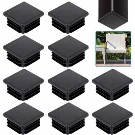 20 Stück Vierkantrohrstopfen, 30 x 30 mm, schwarz, Vierkantrohr-Endkappe, Kunststoff, Vierkantrohrstopfen, Vierkantlatten-Endkappe, massives Stuhlrohr, Tischbein-Endkappe für Möbel, Schrank, Stuhl, vo