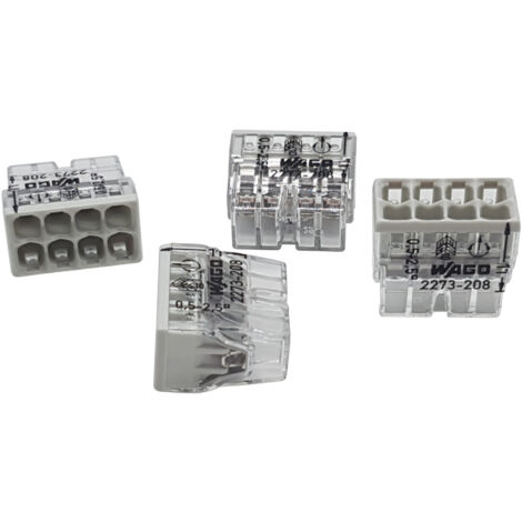 20 Stück Wago 2273-208 COMPACT-Verbindungsdosenklemme Ø 0,5-2,5 mm², 8-polig, transparent/lichtgrau