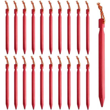 20 Stück Zeltheringe Erdspieße Campingheringe Sandnägel 18 cm Aluminiumpfahl mit reflektierender Kordel für Outdoor Camping Zeltheringe