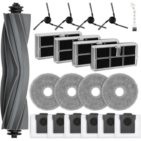 BLUEDEER 20 Stück Zubehörset für Dreame X40 Ultra Complete / X40 Master / L40 Ultra Staubsauger, Ersatzteile 1 Hauptbürste 6 Staubbeutel 4 Wischpads 4 Aktivkohlefilter 4 Seitenbürste 1 Reinigungszubehör Sonsti