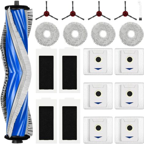 20 Stück Zubehörset für Ecovacs Deebot T30 Omni / T30 Pro Omni Saugroboter, 6 Staubbeutel 4 Mopp Wischtücher 4 Seitenbürsten 4 Filter 1 Rollbürste, Ersatzteile Saugroboter Zubehör