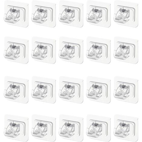 20 - Support Tringle Rideau - Fixation Adhésive - Sans Perçage Pour Salle De Bain Et Cuisine - Transparent - Diamètre 2,2cm