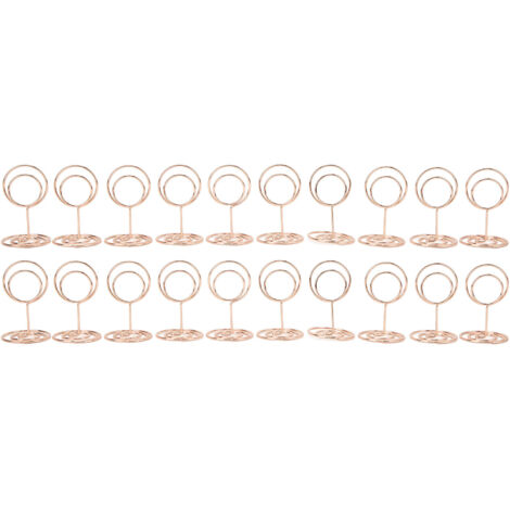 20 Supports de Numéros de Table Ronde en Métal Électrodoré pour Mariage Bureau Événement, Rose Or