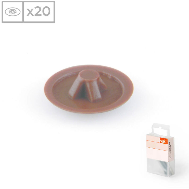

Suki - Pack 20 Tapas Tornillos de Estrella | Fabricado en Plástico Marrón | Medidas: 6 mm