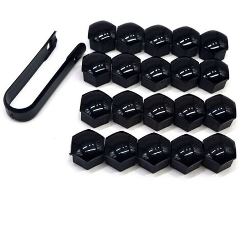 20 tapacubos de 17 mm para tuercas de rueda, tapacubos hexagonales para tuercas de neumáticos con kit de herramientas de extracción para coche, color negro