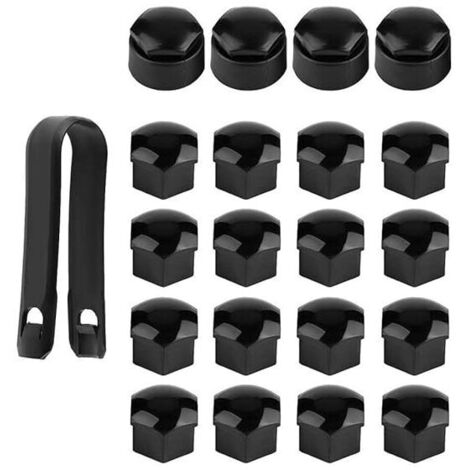 20 tapas de tuercas de perno de 17 mm de alta calidad (4 tapas de bloqueo + 16 tapas normales), tapas protectoras hexagonales para tuercas de rueda, con herramienta de extracción (negras)
