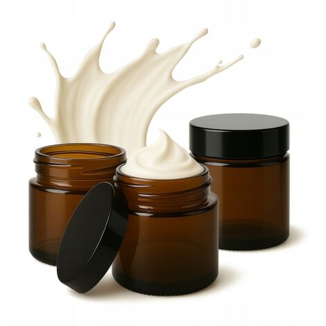 20 tarros de cristal marr贸n de 100 g, de cristal oscuro, para crema y b谩lsamo.
