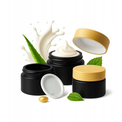 20 tarros de cristal negro mate de 30 g para crema, b谩lsamo, cosm茅ticos, ung眉entos y gel.
