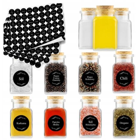 20 tarros de especias de 150 ml + 252 pegatinas
