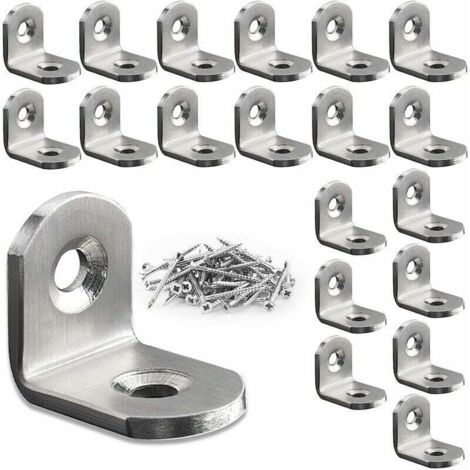 20-teilige Eckstrebe, 20 mm x 20 mm Edelstahl-Eckstrebe mit Schrauben, Metall-Eckstrebe, Eckstrebe für Holztische, Stühle, Möbel (20, 20 20)