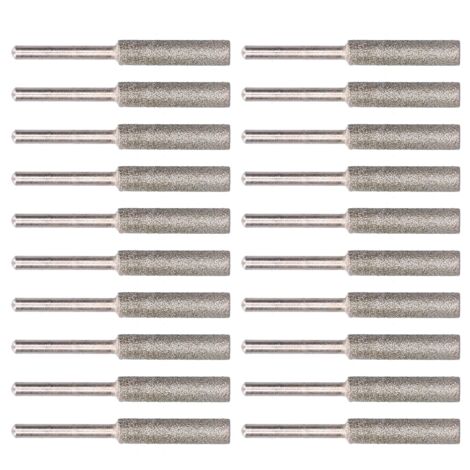 20-teiliger Rotationsschleifkopf für Kettensägenketten, Schärfwerkzeug mit Fräsern, 5,5-mm-Feilensatz, Silber