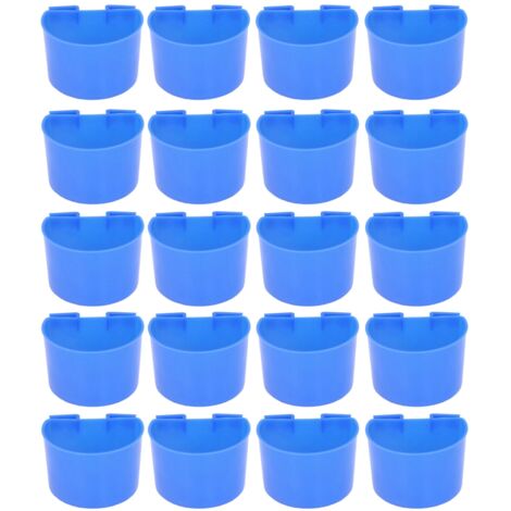20-teiliges blaues Kunststoff-Vogelfutterhaus, Papageientränke, Futternapf-Set für Käfige 11x6cm