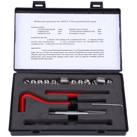 20-teiliges Gewindebohrer-Set M9x1,5 aus Edelstahl, Reparaturwerkzeug für Innengewinde