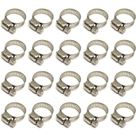 20-teiliges Schlauchschellen-Set, verstellbare Schlauchschellen 12-20 mm, Edelstahl 304, Metall-Schlauchschellen, für Schläuche, Gasleitungen, Wasserleitungen, Kabel, Wasserhähne usw.