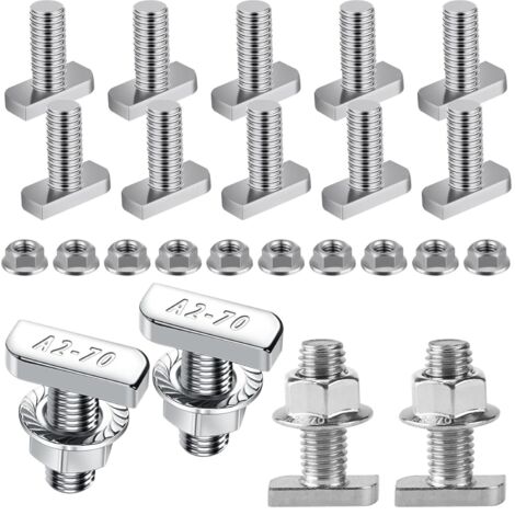 20-teiliges Set T-Bolzen M8x20mm T-Nut-Einsteckbolzen mit Hammerkopf, T-Gleitschraubenform für Aluminium-Extrusionsprofile zur Montage von Photovoltaik-Solaranlagen
