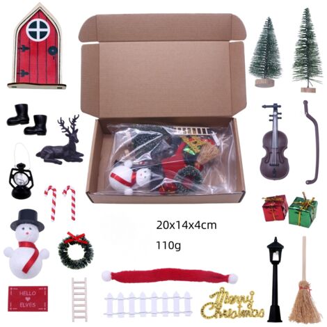 20-teiliges Weihnachtselfen-Tür-Miniatur-Weihnachtsset für Miniatur-Elfen, Weihnachtselfen-Zubehör, magische Tür, Elfentür für DIY-Weihnachtsdekoration