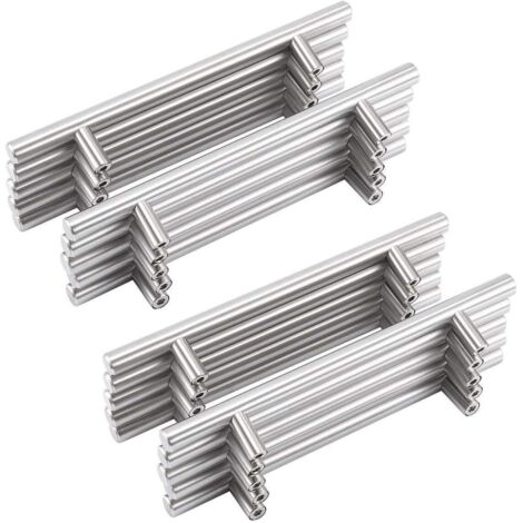 20 tiradores de acero inoxidable, con una distancia entre orificios de 192 mm, tiradores en T de acero cepillado, para puertas de armarios.