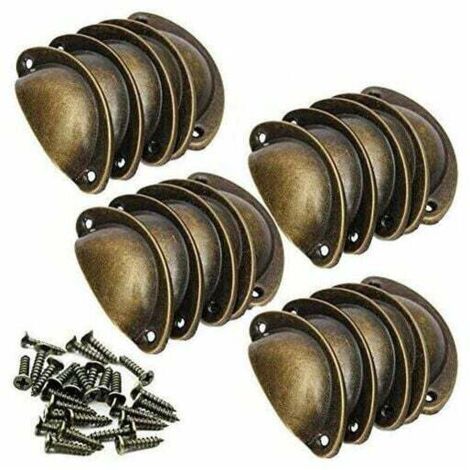 20 tiradores de bronce amarillo antiguos para cajón, estilo retro, para puerta de armario, de hierro, universales para cocina.