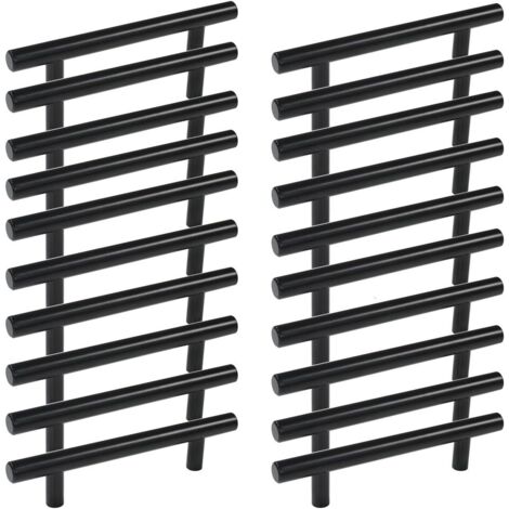 20 tiradores negros para muebles, tiradores negros para armarios de cocina, tiradores en T negros, tiradores negros para cajones y armarios, espaciado entre orificios de 160 mm.