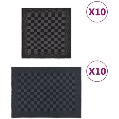 20-tlg. Handtuch-Set Schwarz und Grau Baumwolle