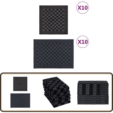 20-tlg. Handtuch-Set Schwarz und Grau Baumwolle - Küchenhandtücher - Gastgewerbehandtücher - Baumwollhandtücher - Schwarze Handtücher - Graue Handtücher