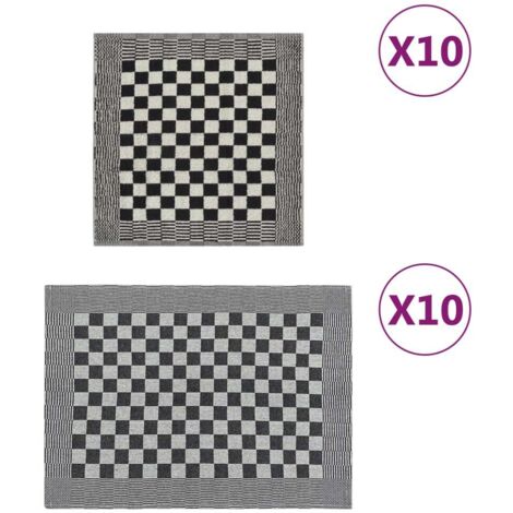 20-tlg. Handtuch-Set Schwarz und Weiß Baumwolle