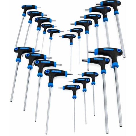 20 tlg. Innen Sechskant und Torx T Schraubendreher Set Steckschlüsselsatz Schraubenzieher Quergriff 2-10 mm T10 - T50 Satz Set