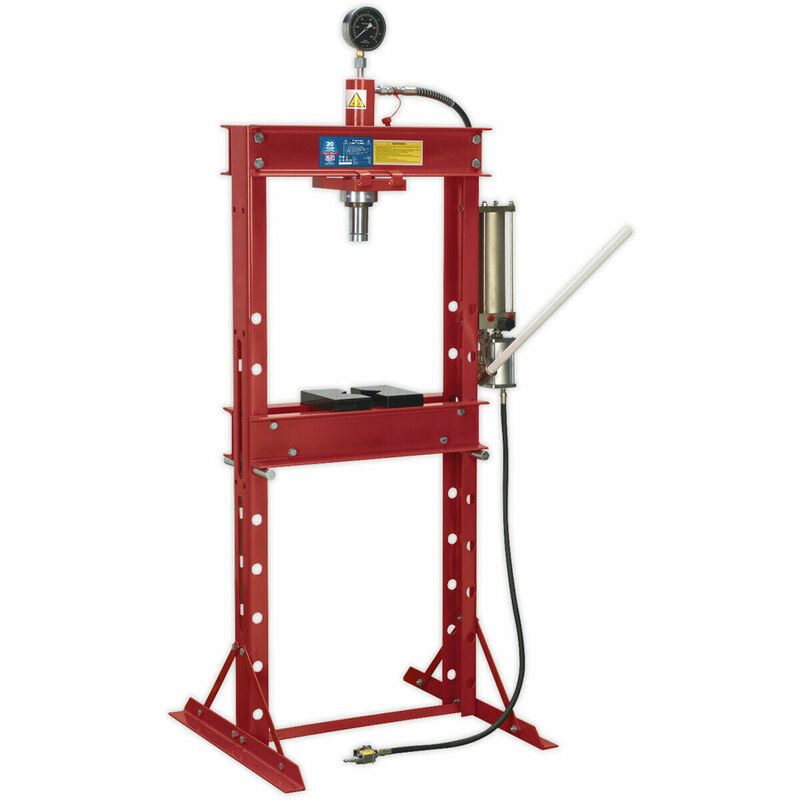 Loops - 20 Tonne Floor Type Air Hydraulic Press - Sliding Ram Assembly - Pressure Gauge