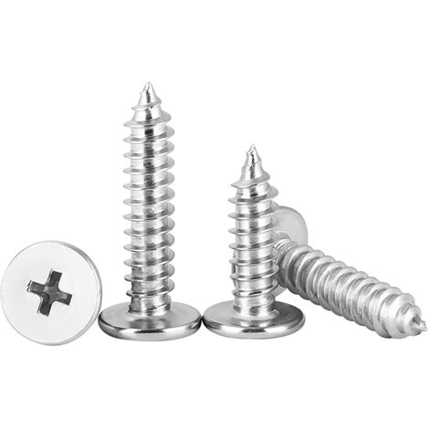20 tornillos autorroscantes, tornillos de cabeza Phillips M3.5x12mm de acero inoxidable 304, rosca completa, para bricolaje y carpintería.