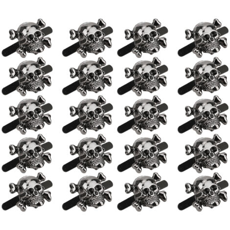 20 Totenkopf-Nieten im Punk-Stil für Armbänder, Taschen und Kleidung – 13 x 15 mm, Rutheniumfarbe – DIY-Gothic-Modeaccessoires