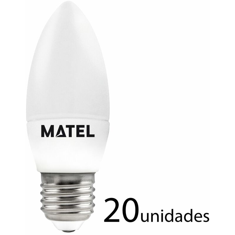 

20 unidades bombilla LED vela E27 4w fría 400lm