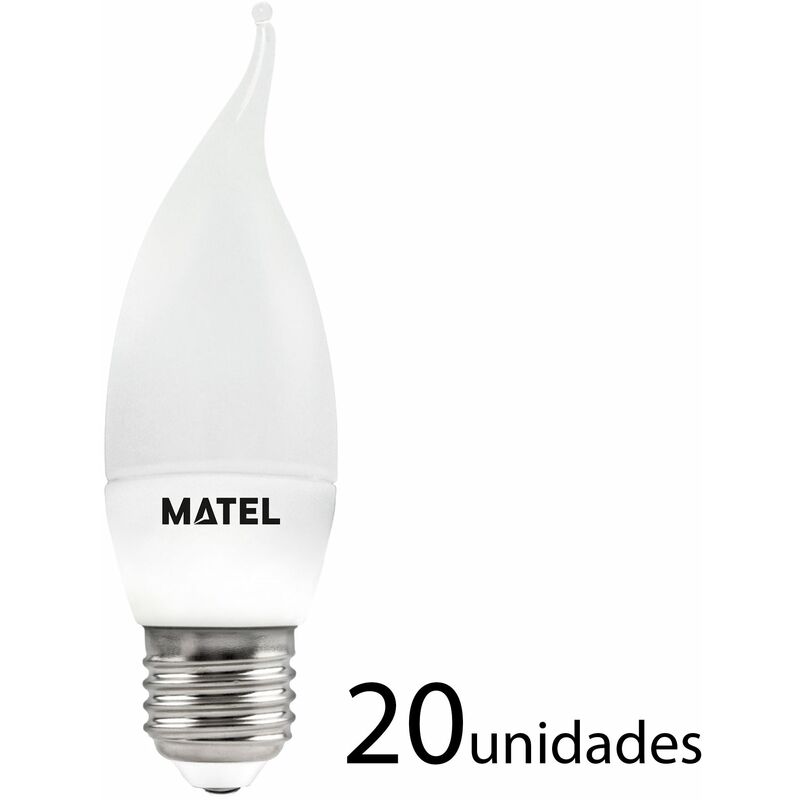 

20 unidades Bombilla LED vela flama E27 6w cálida 550lm