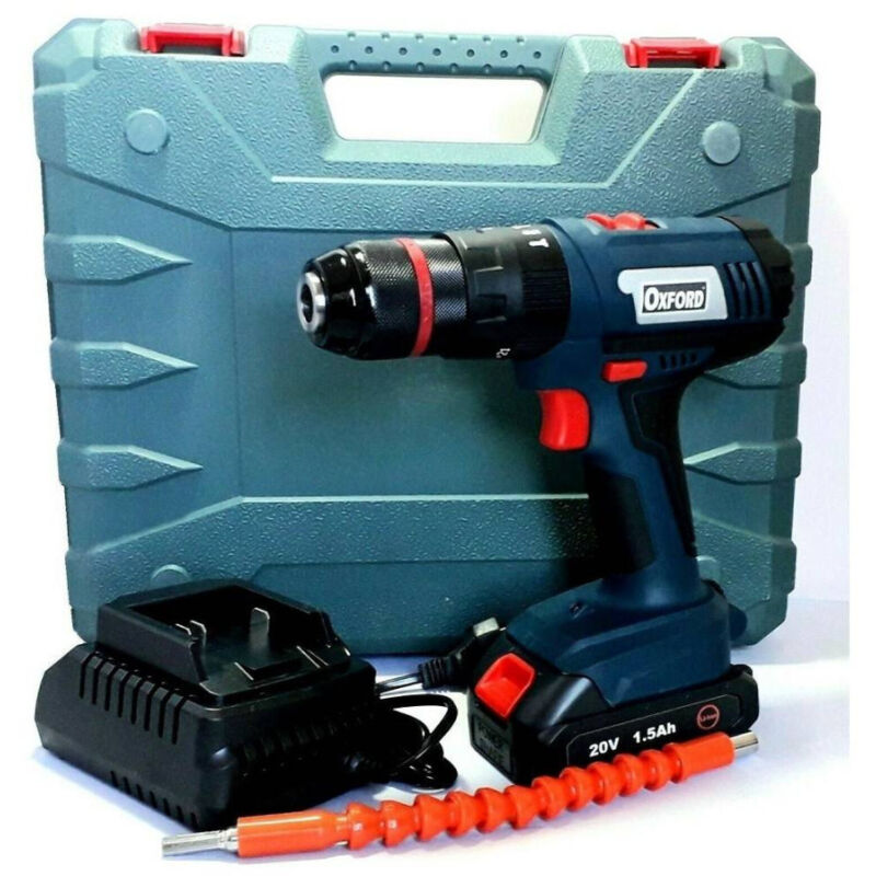 Image of Trade Shop - trapano avvitatore a batteria litio a percussione 20V doppia batteria + valigia -