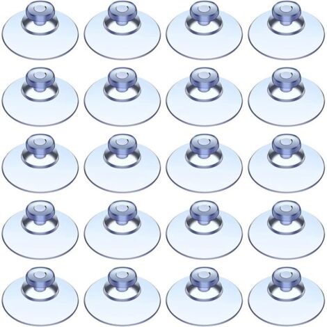 20 Ventouses en Plastique Ventouse Transparente sans Crochet Ventouses de Tête de Champignon pour Extérieur Cuisine Salle de Bain Fenêtre Miroir (20