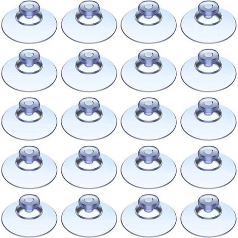 20 Ventouses en Plastique Ventouse Transparente sans Crochet Ventouses de Tête de Champignon pour Extérieur Cuisine Salle de Bain Fenêtre Miroir (20